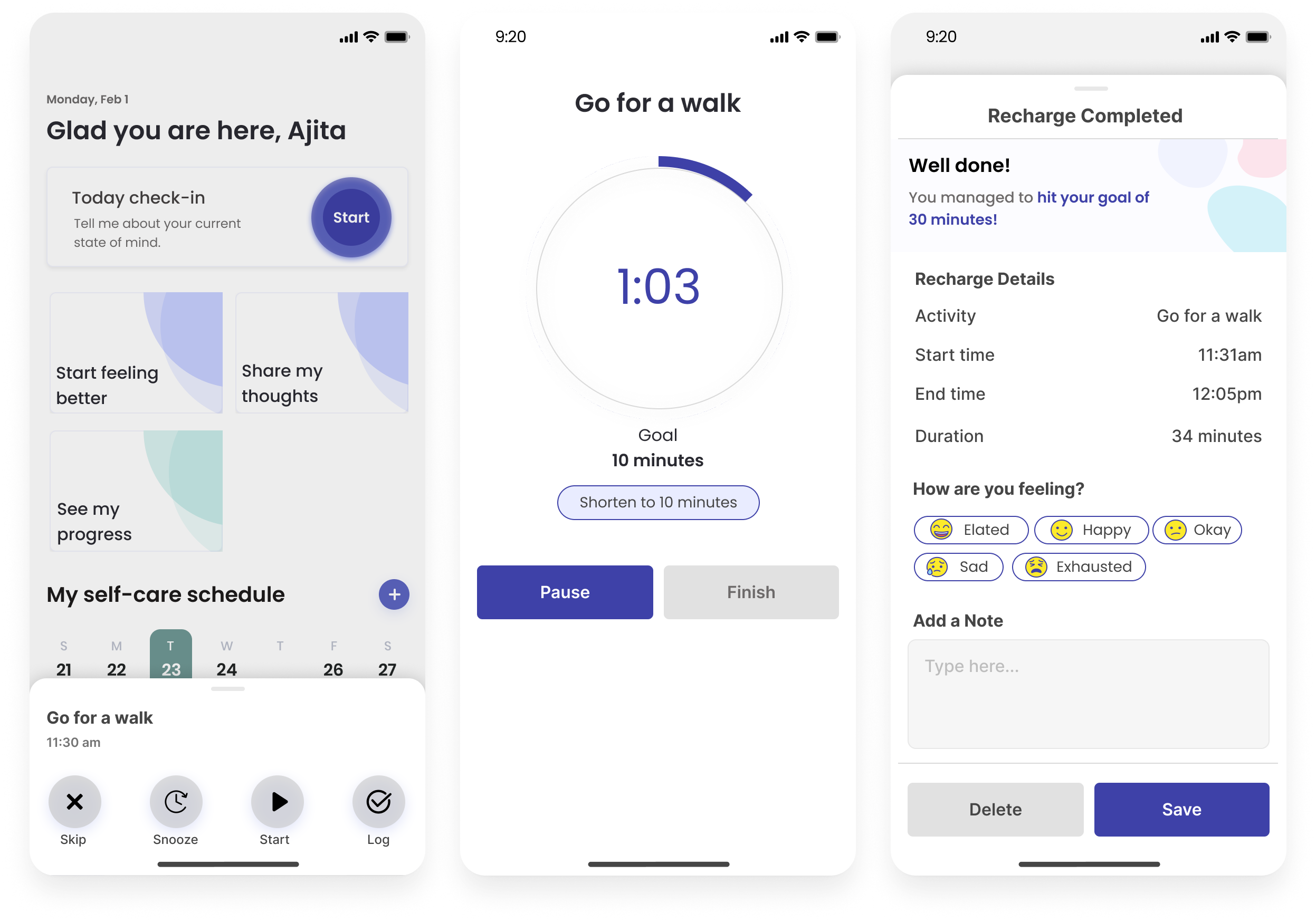 Quiet Time Action Interface